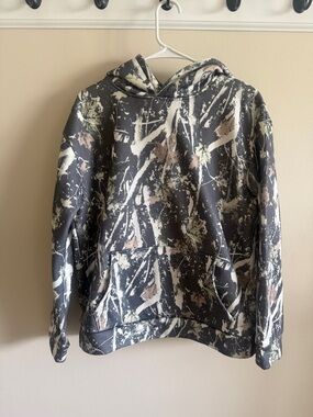 Camo Print Hooded Sweatshirt - Neutral Tones